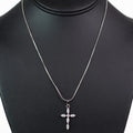 Tiny Marquis w/ Round Center Stone Cross Necklace