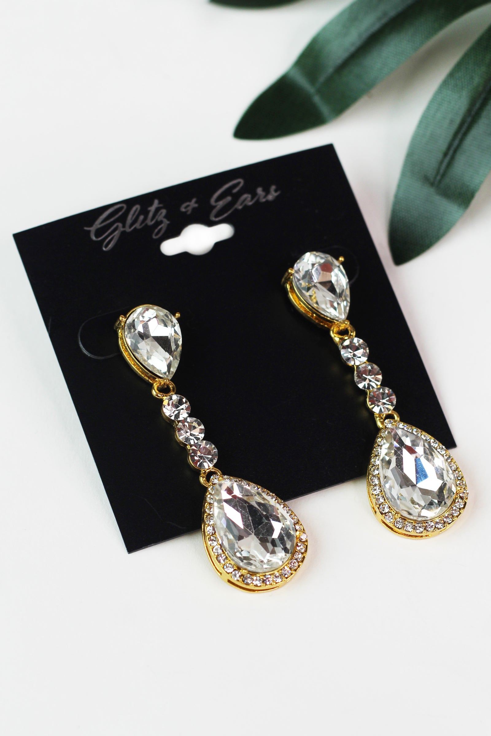 3 Stone Down Teardrop Earring