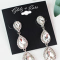 3 Teardrop Rhinestone Trim Earring