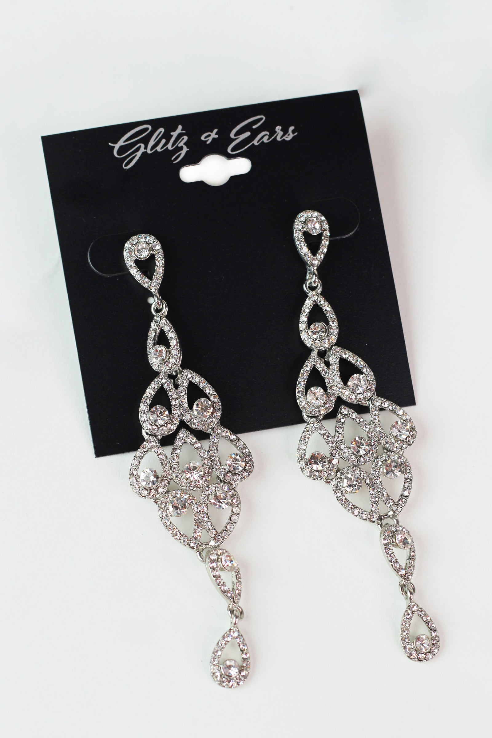 1-2-3-2-1 Teardrop with Rhinestone Trim Earring