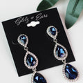 3 Teardrop Rhinestone Trim Earring