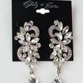 Marquis Flower Pave Swirls Dangling Teardrop Earrings