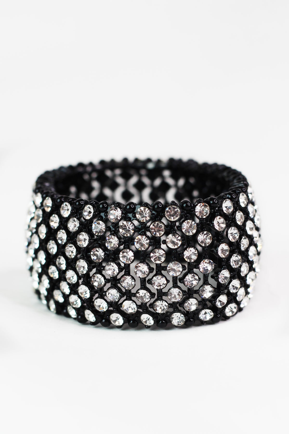 All Rhinestone Metal Mesh Stretch Bracelet