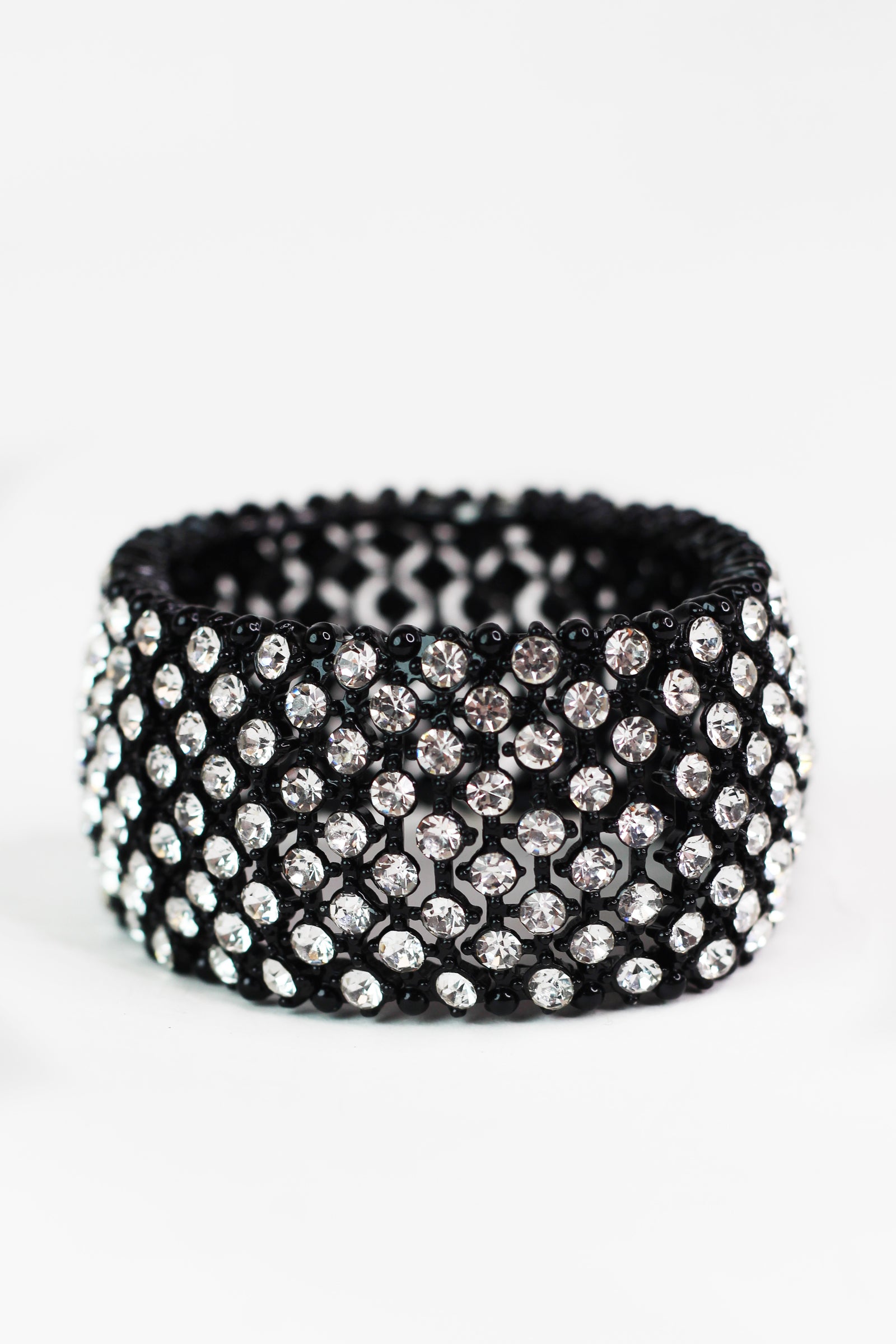 All Rhinestone Metal Mesh Stretch Bracelet