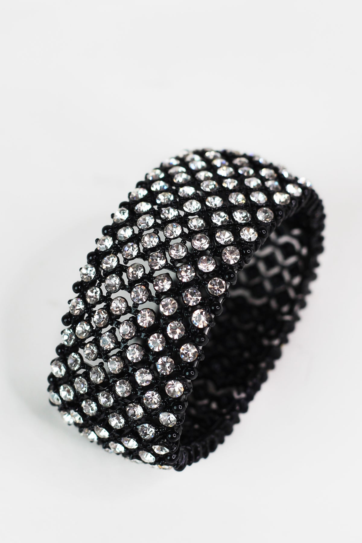 All Rhinestone Metal Mesh Stretch Bracelet