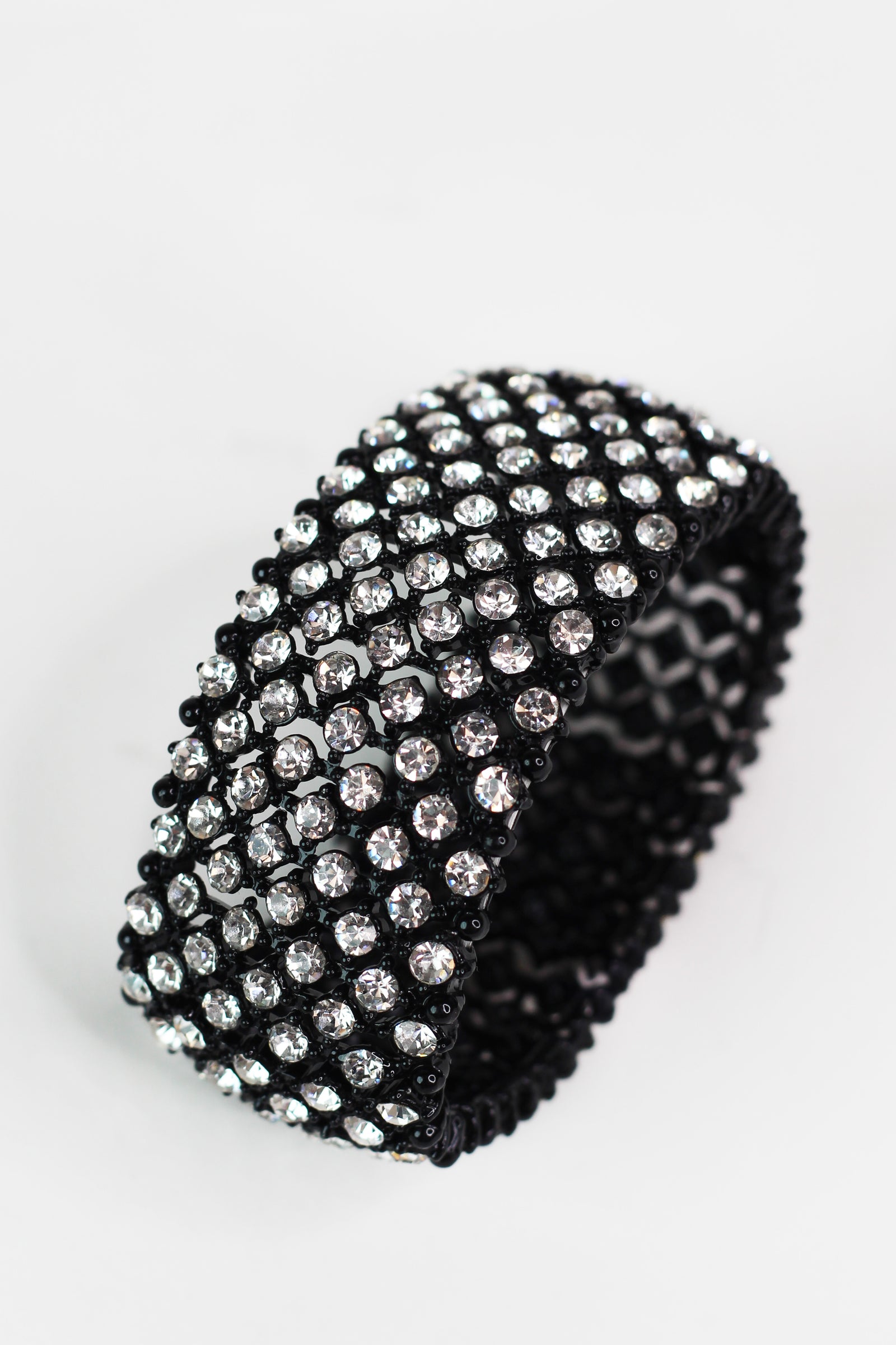 All Rhinestone Metal Mesh Stretch Bracelet