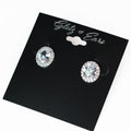 Pave Trimmed Oval Stone Stud Earrings