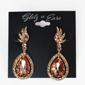 Rhinestone Flame & Dangling Teardrop Earrings