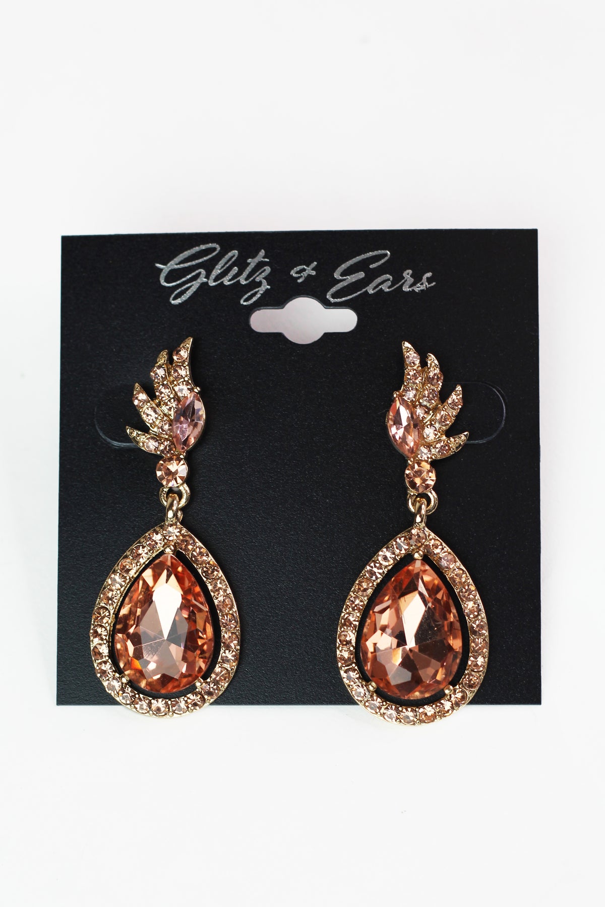 Rhinestone Flame & Dangling Teardrop Earrings
