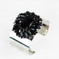 Smooth Metal Cuff w/ Emerald & Marquis Stone Center Cluster