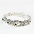Marquis & Round 2 Row Stone Trimmed Coil Cuff Bracelet