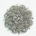 Rhinestone Swirls Center Cluster Flower Brooch