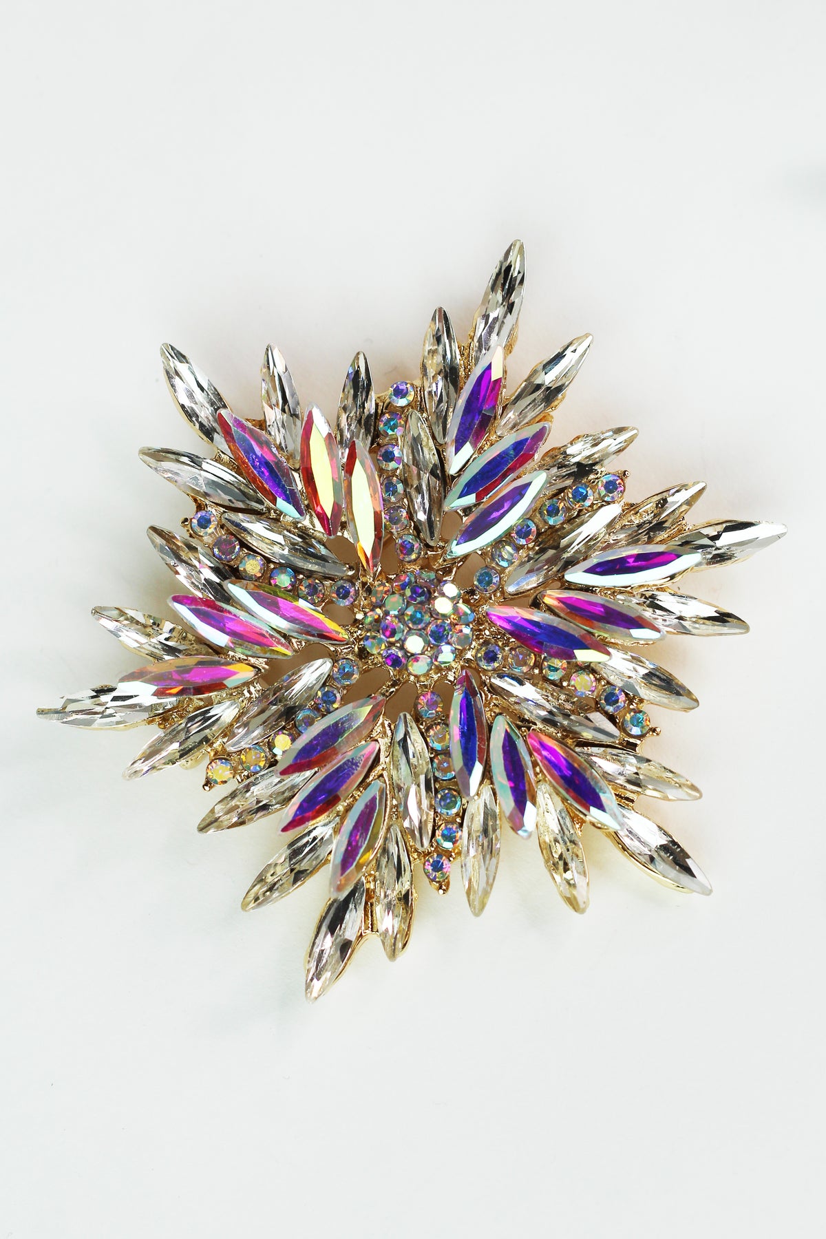Marquis Bursts Center Cluster Flower Brooch