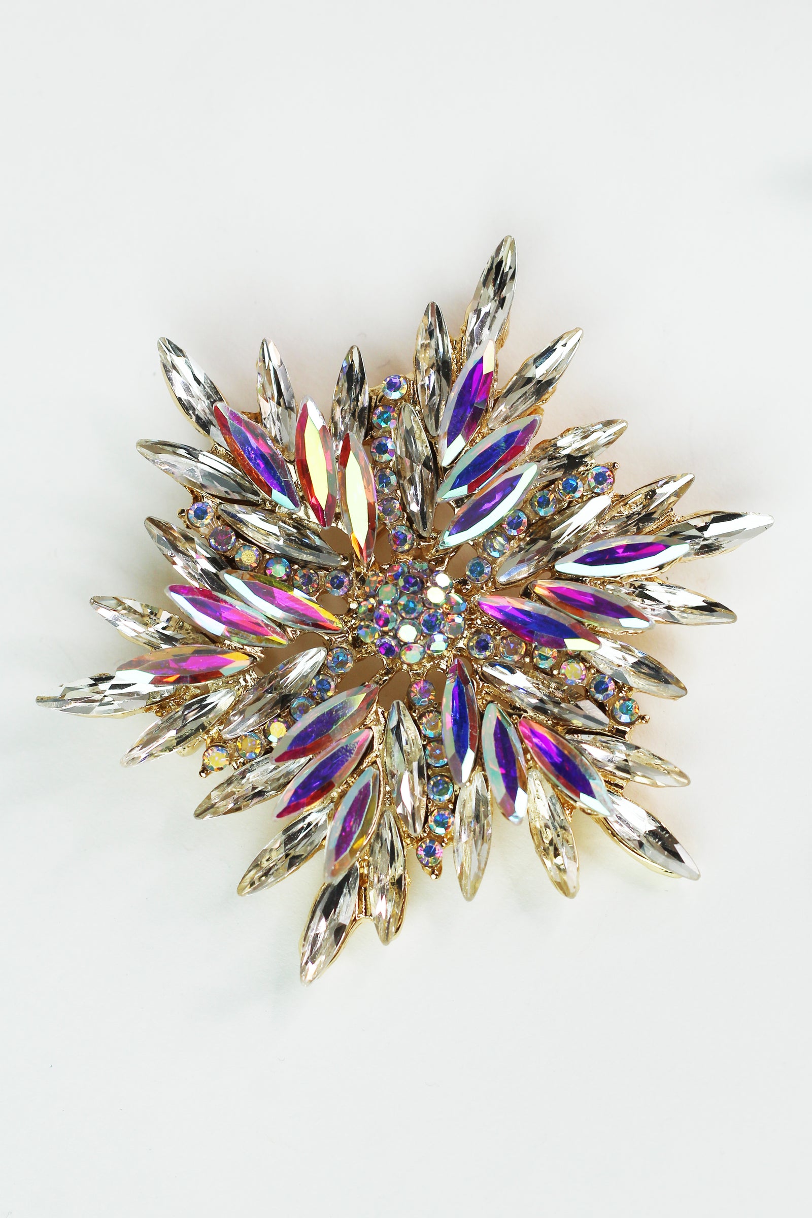 Marquis Bursts Center Cluster Flower Brooch