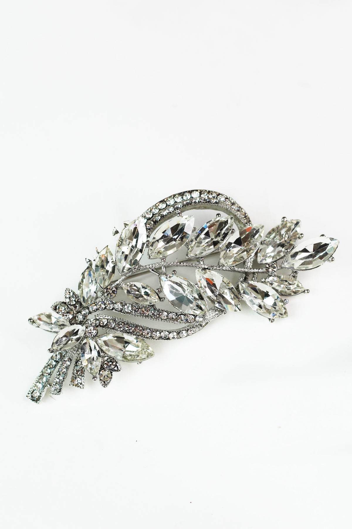Arched Marquis Vine &amp; Rhinestone Swirls Brooch