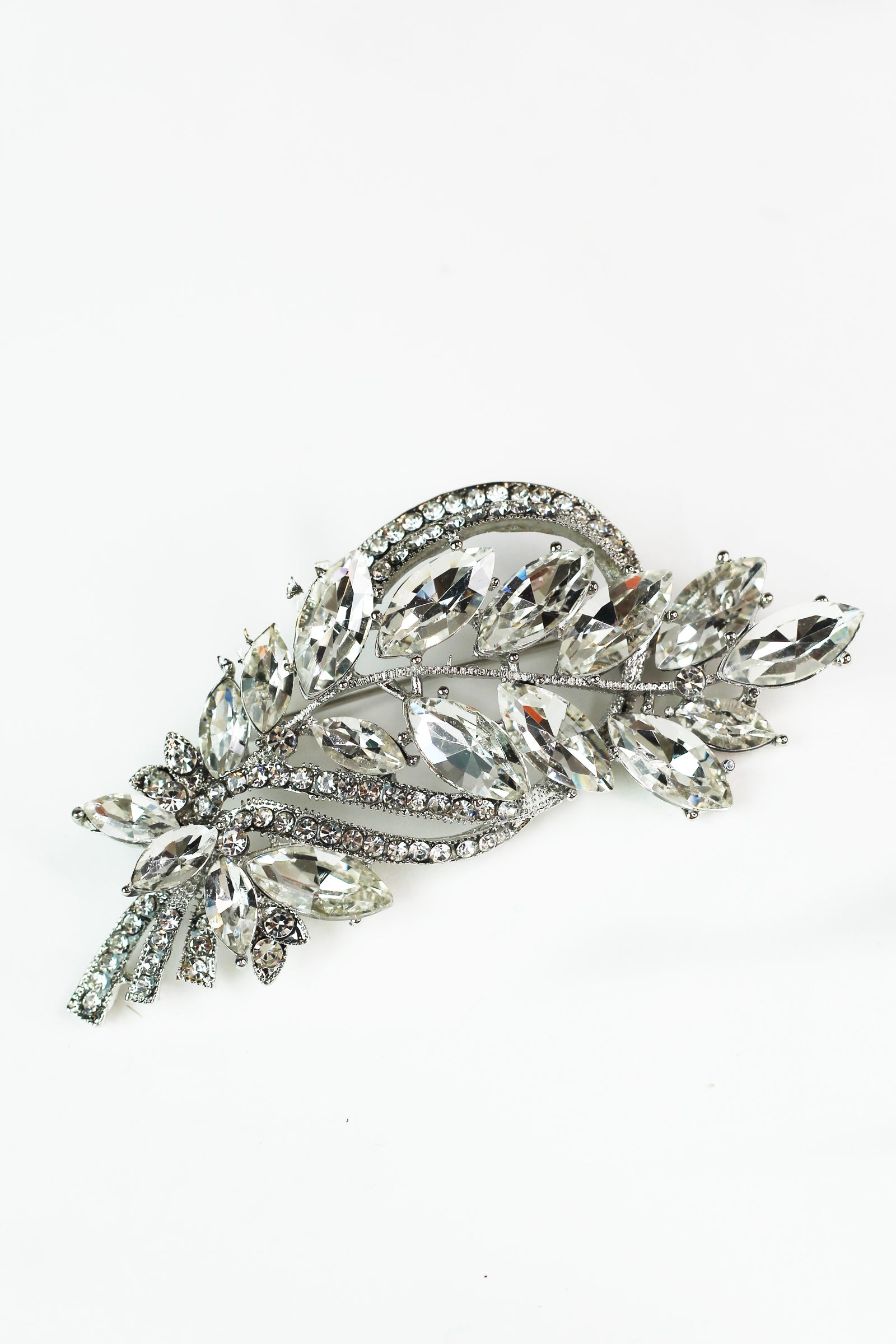Arched Marquis Vine & Rhinestone Swirls Brooch