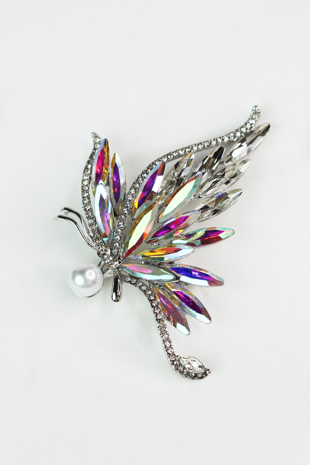 Marquis & Rhinestone Insect w/ Pearl Head Brooch