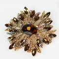 Rhinestone Flower Brooch w/ Oval Center Stone