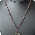 Bead Chain Necklace w/ Rhinestone Teardrop Flower Pendant