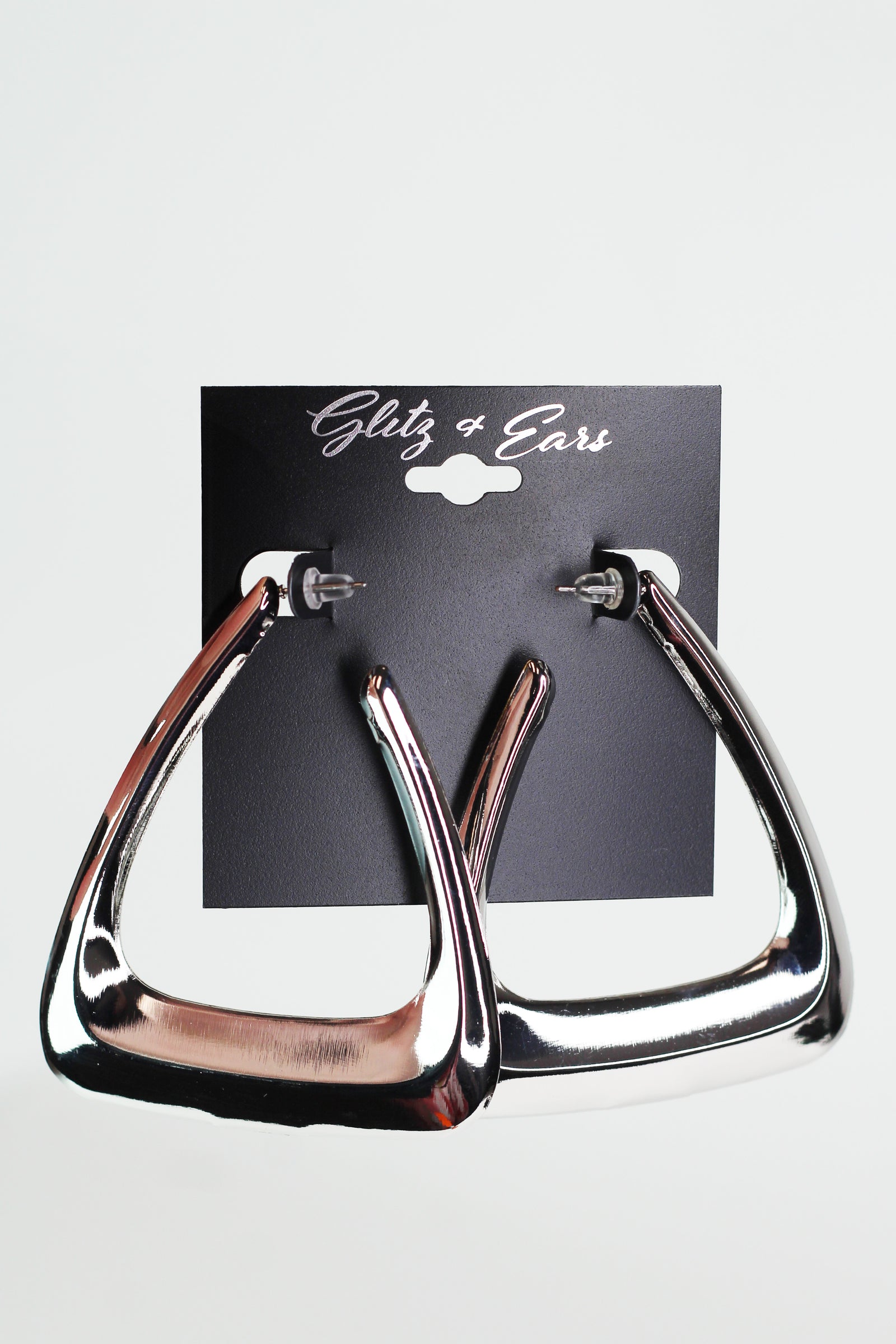 Thick Hollow Metal Triangle Open Hoop Earrings