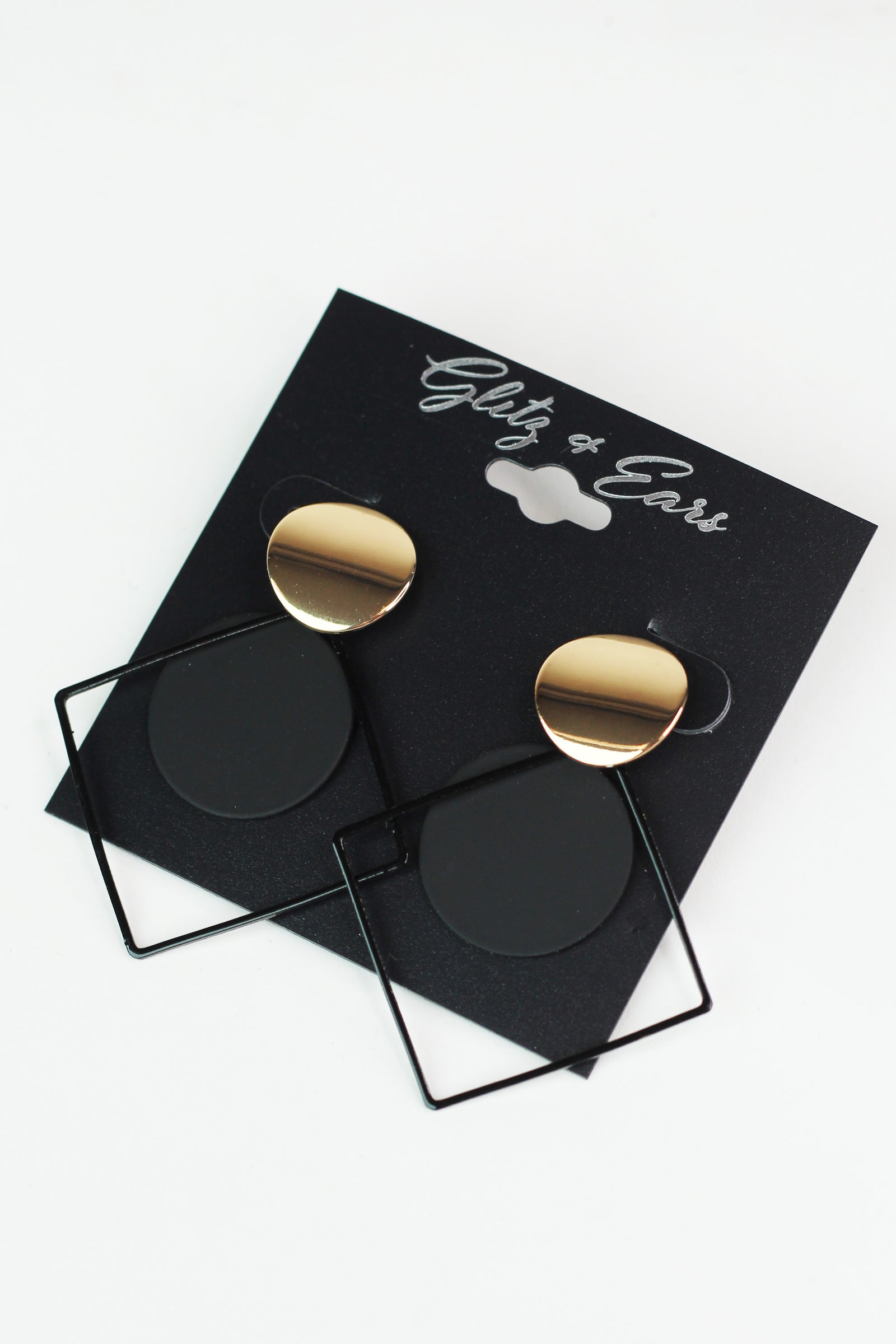 Two Toned Circles & Open Square Earrings