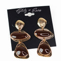 3 Part Brushed Metal Trimmed Shapes Earrings