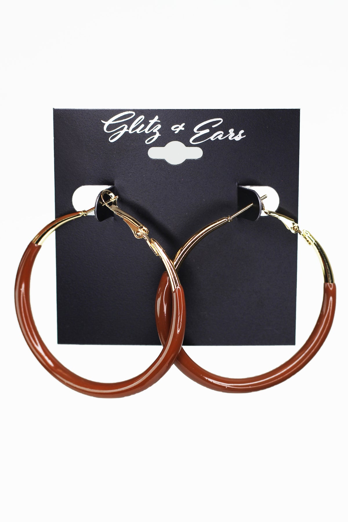 Two Toned Metal Lever Back Hoop Earrings