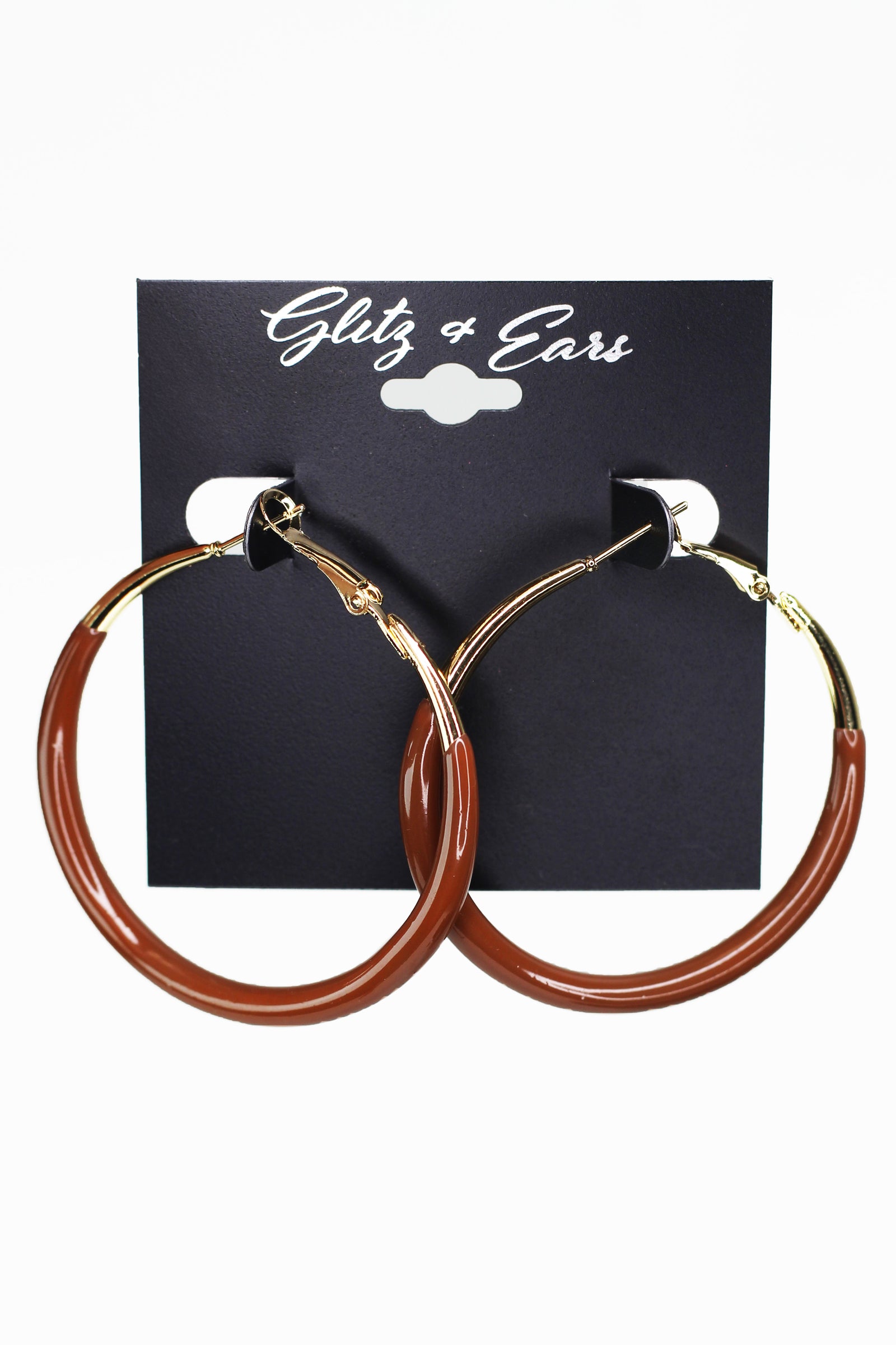 Two Toned Metal Lever Back Hoop Earrings