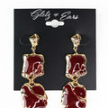 3 Part Metal & Epoxy Squares Earrings
