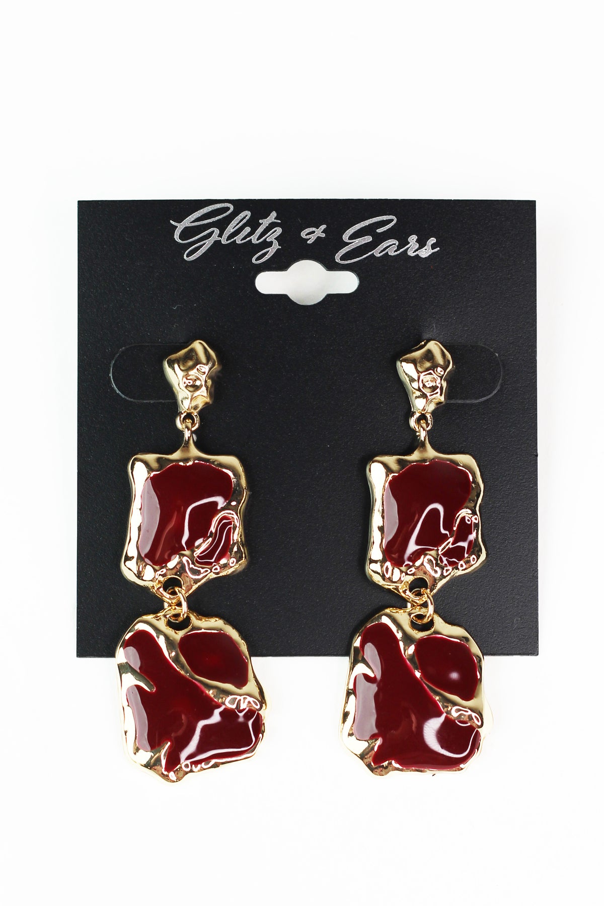 3 Part Metal &amp; Epoxy Squares Earrings