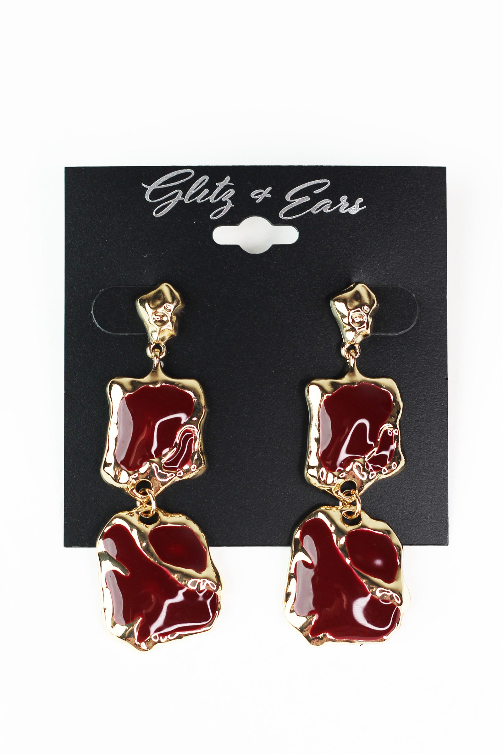 3 Part Metal & Epoxy Squares Earrings