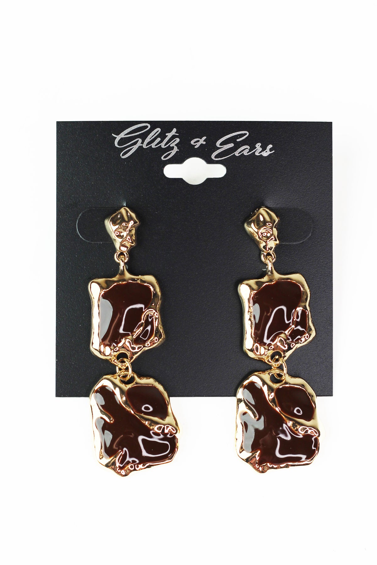3 Part Metal & Epoxy Squares Earrings