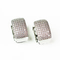 Small Pave Wide Rectangle Hoop Earrings
