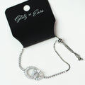 Baguette Interlocking Circles Rhinestone Pull Bracelet