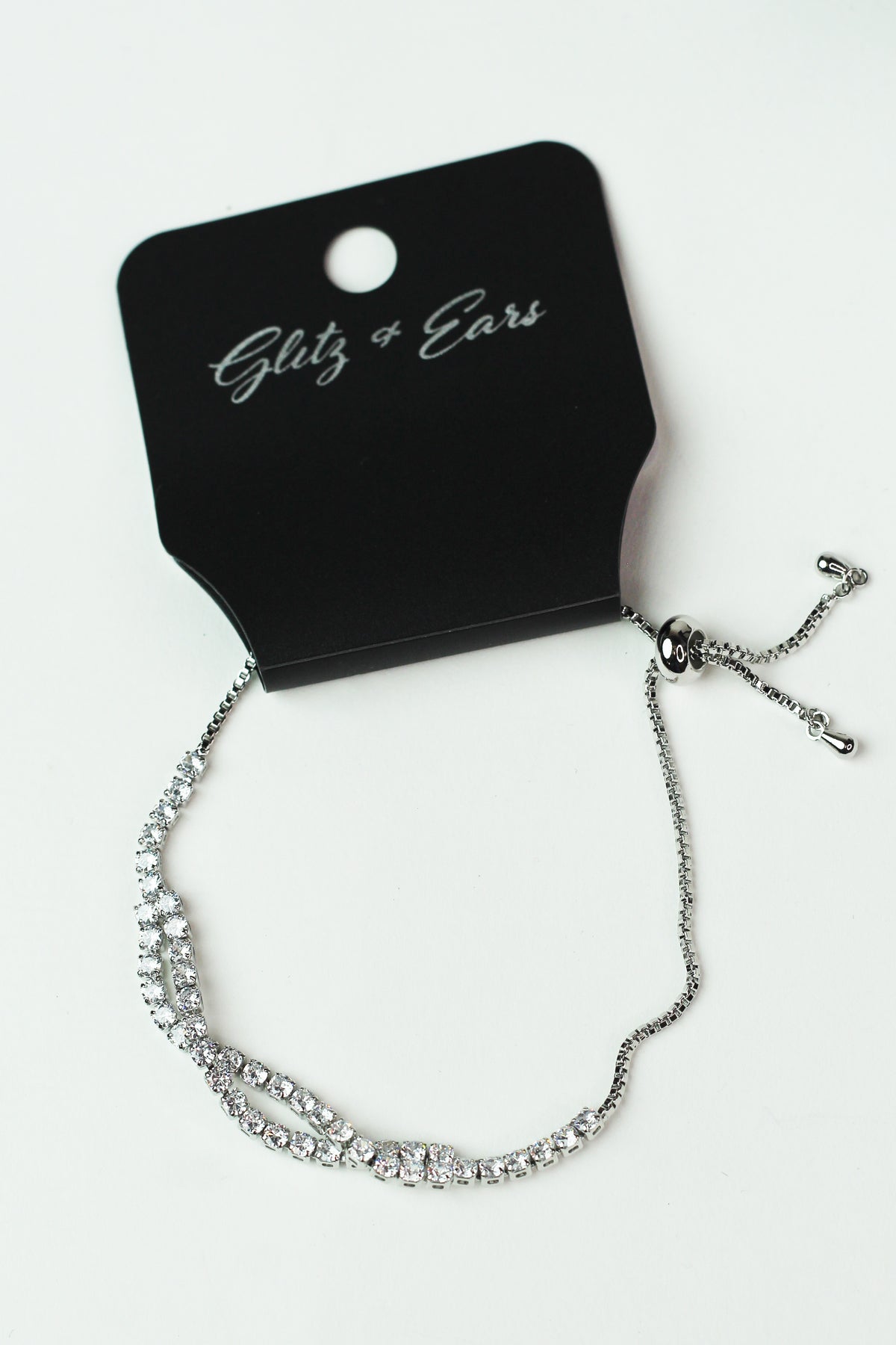 2 Twisted Rows Rhinestone Pull Bracelet