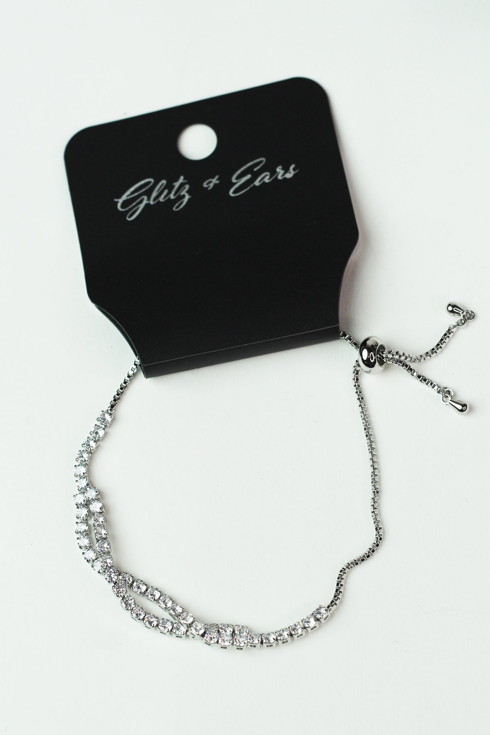 2 Twisted Rows Rhinestone Pull Bracelet