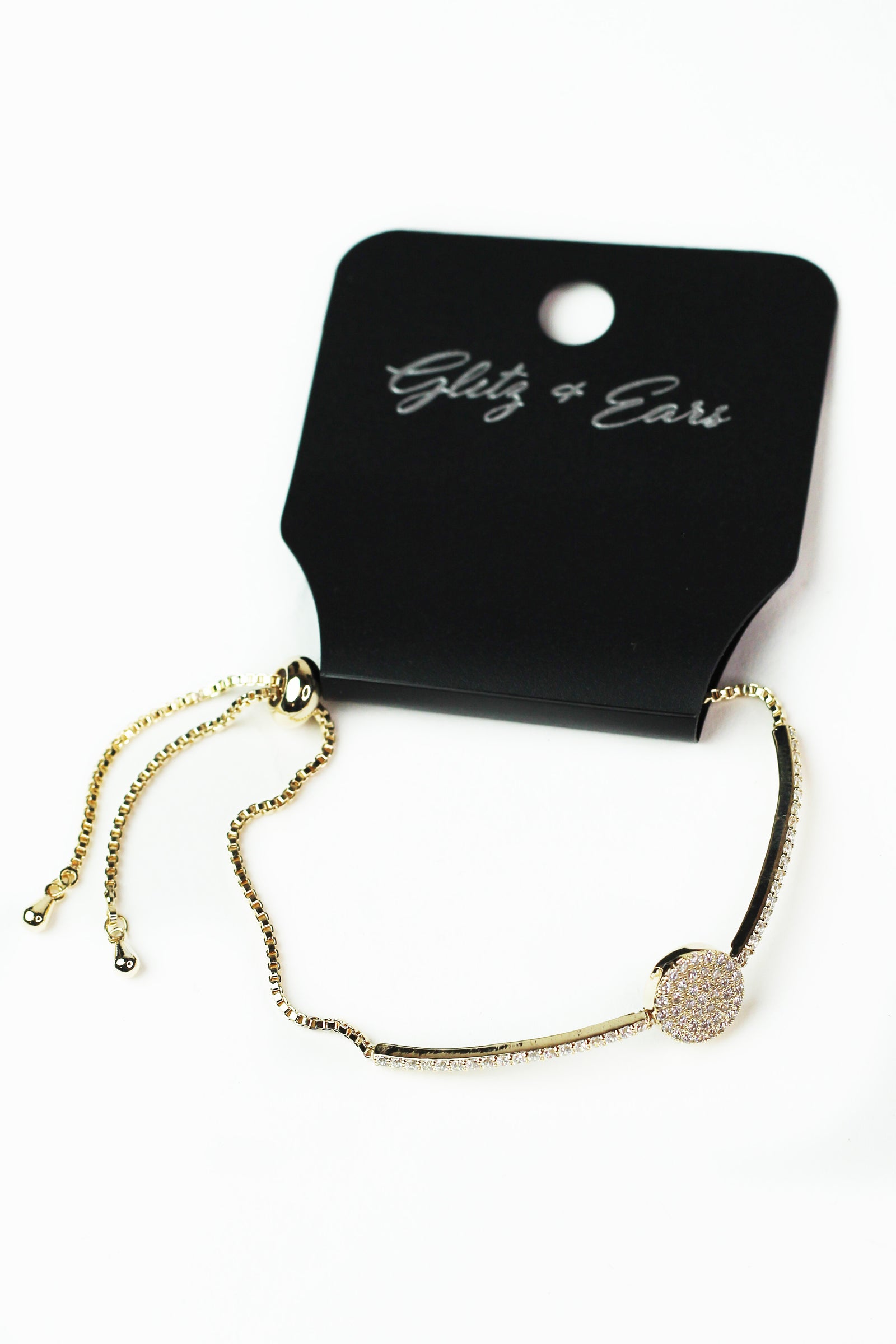 Pave Filled Circle Rhinestone Pull Bracelet