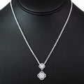 Rhinestone Tennis Necklace w/ 2 Pave Clover Charms