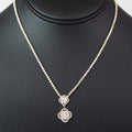 Rhinestone Tennis Necklace w/ 2 Pave Clover Charms