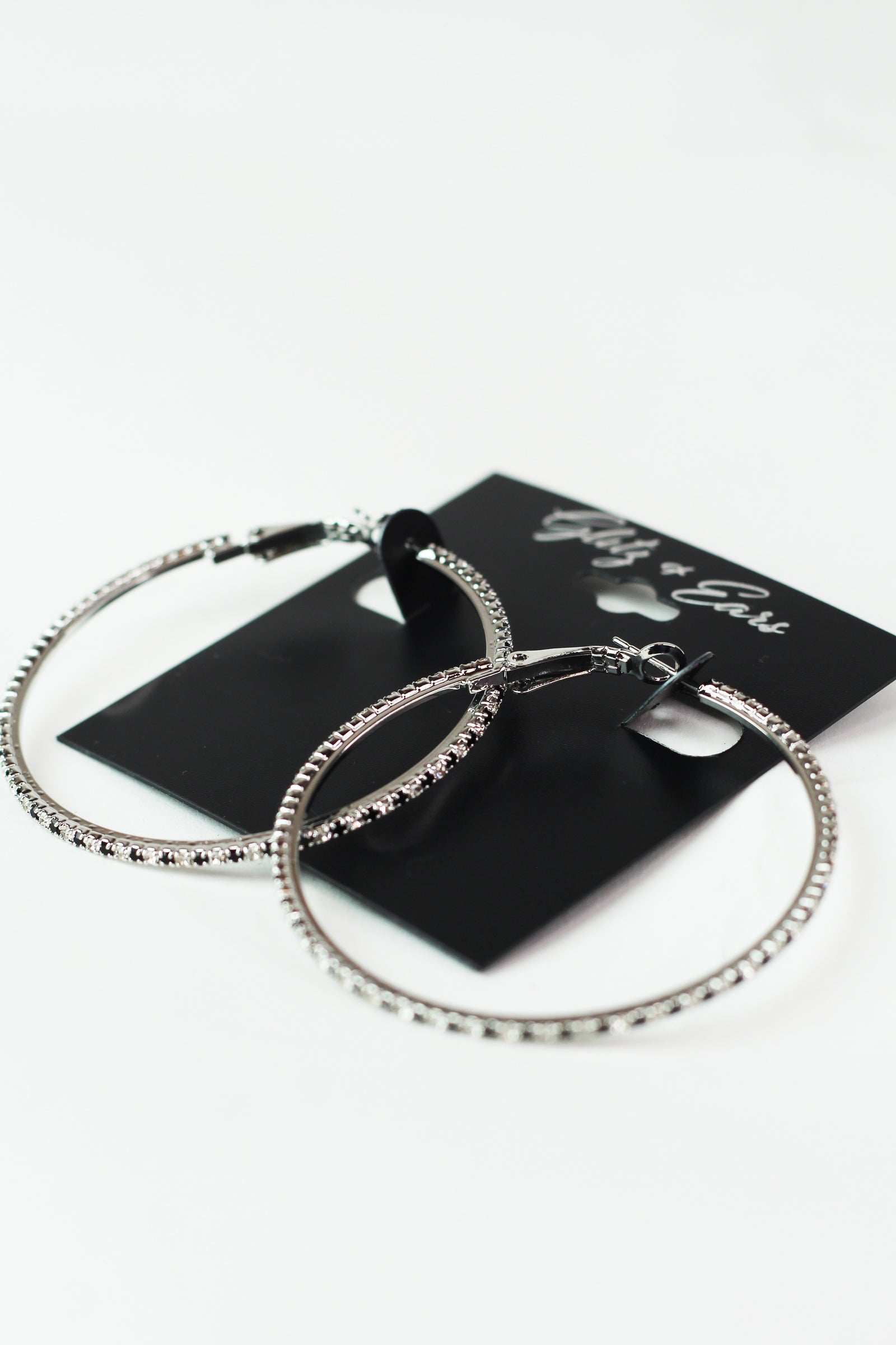 Lg. Thin Two Toned Rhinestone Lever Back Earrings