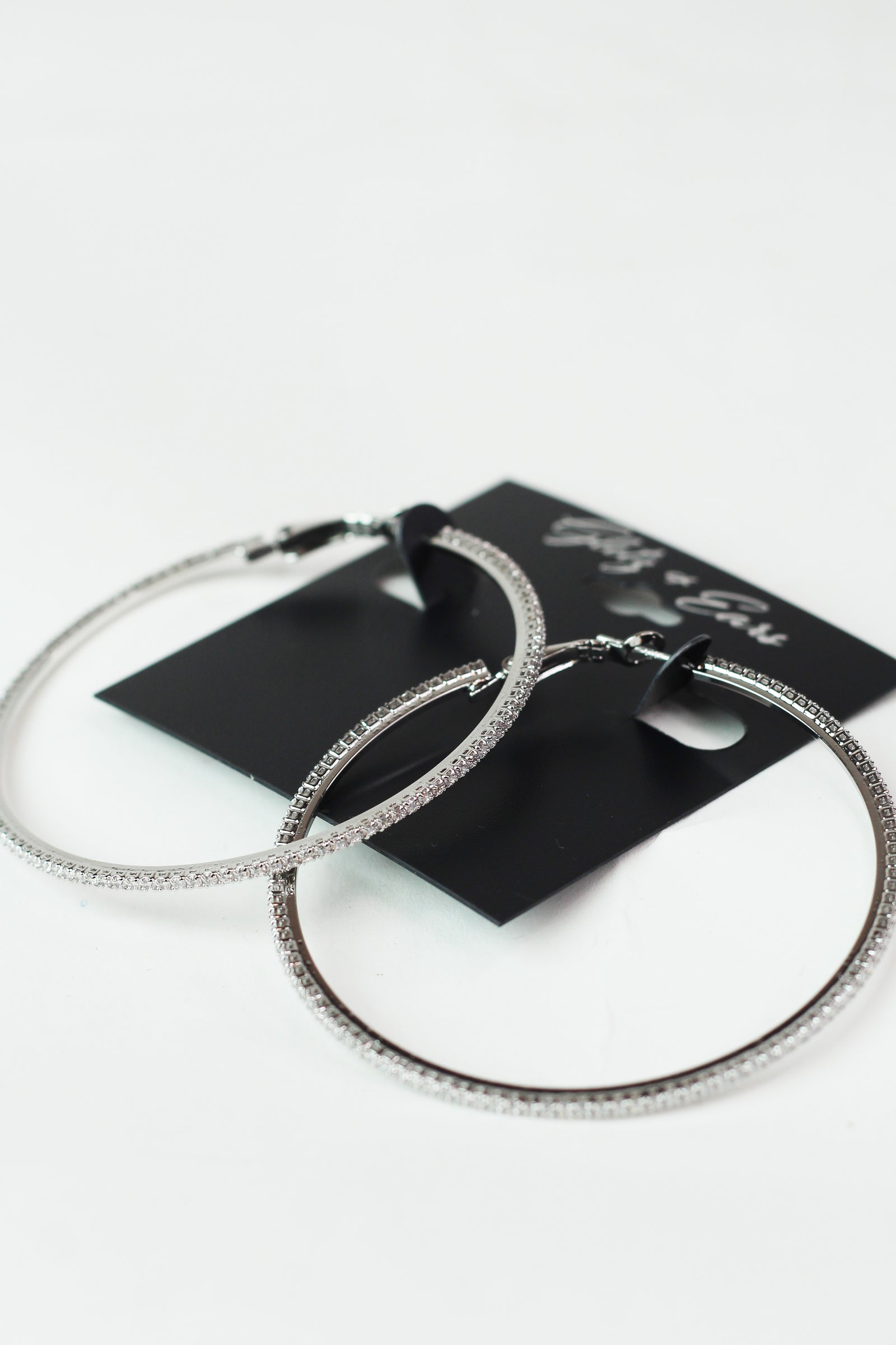 Lg. Thin Rhinestone Lever Back Earrings
