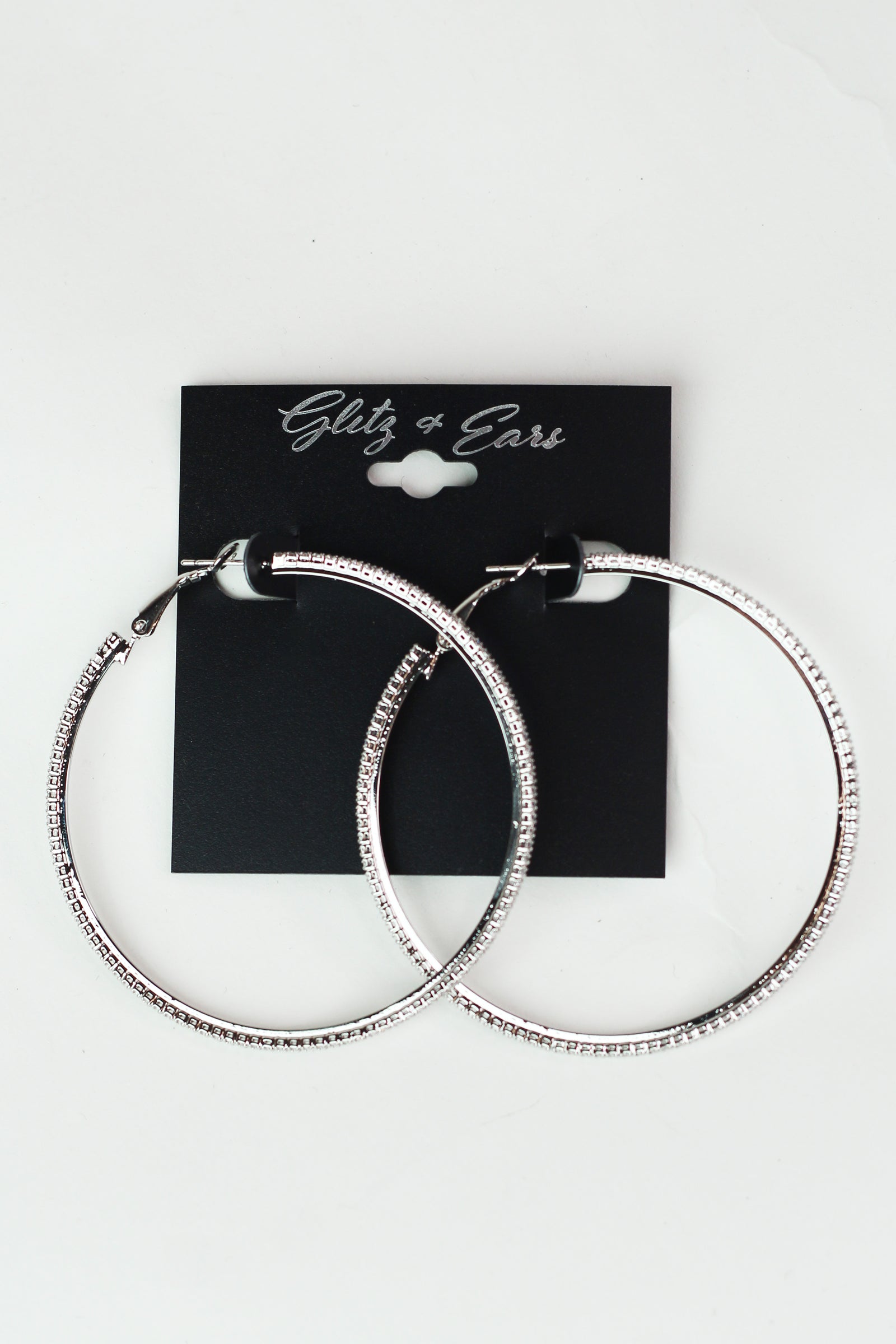 Lg. Thin Rhinestone Lever Back Earrings