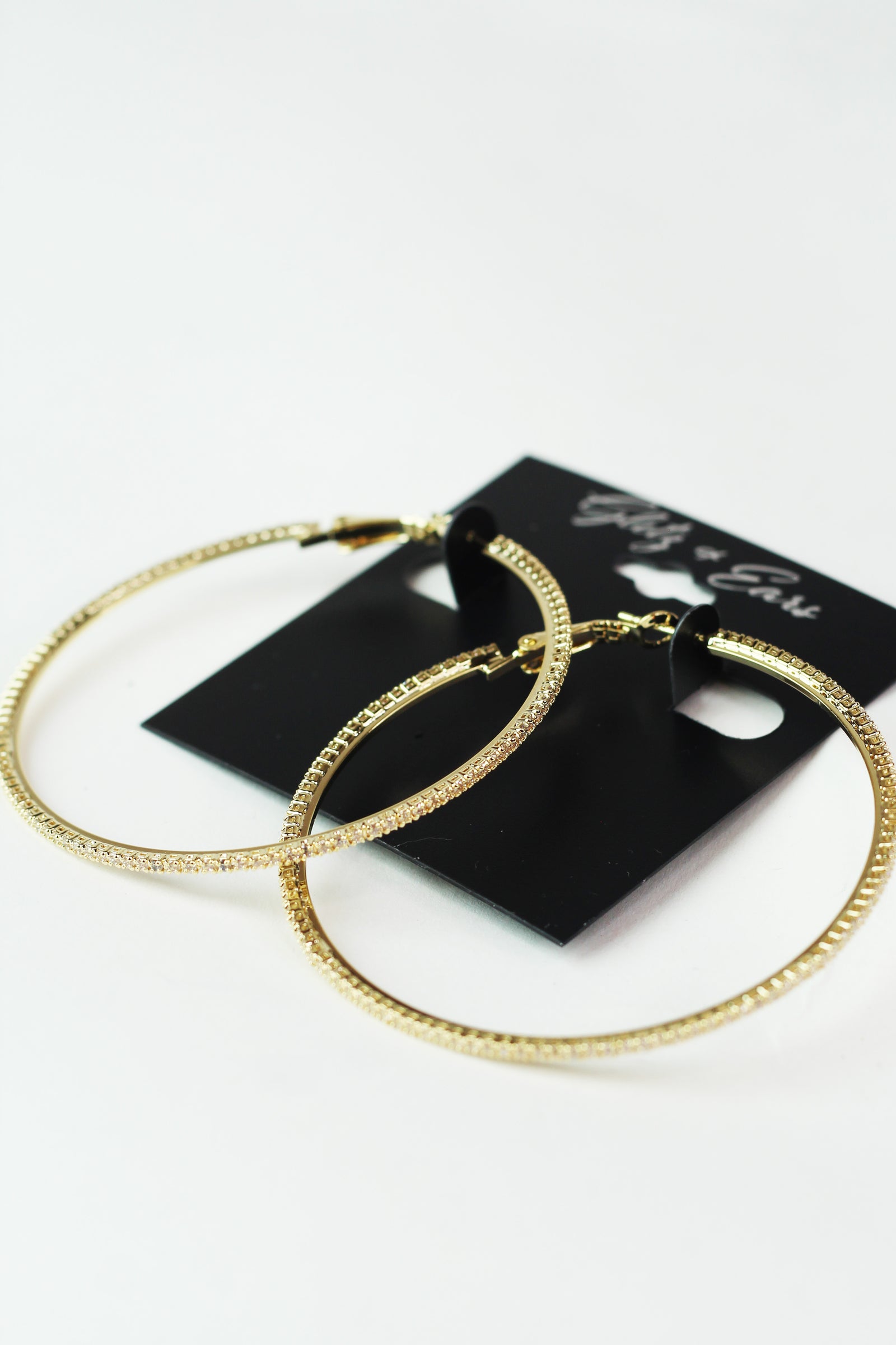 Lg. Thin Rhinestone Lever Back Earrings