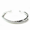 Rhinestone & Metal Bead Criss Cross Bangle Bracelet