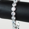 Pave Trimmed Medium Round Stones Tennis Bracelet