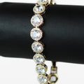 Pave Trimmed Medium Round Stones Tennis Bracelet
