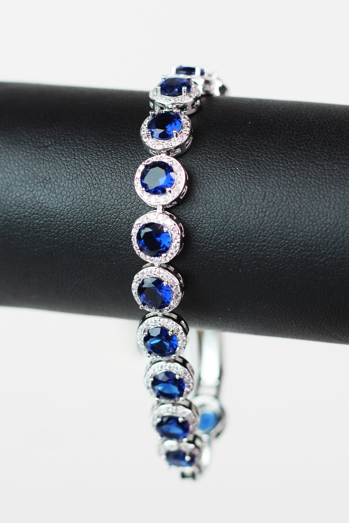 Pave Trimmed Medium Round Stones Tennis Bracelet