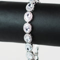 Pave Trimmed Medium Oval Stones Tennis Bracelet