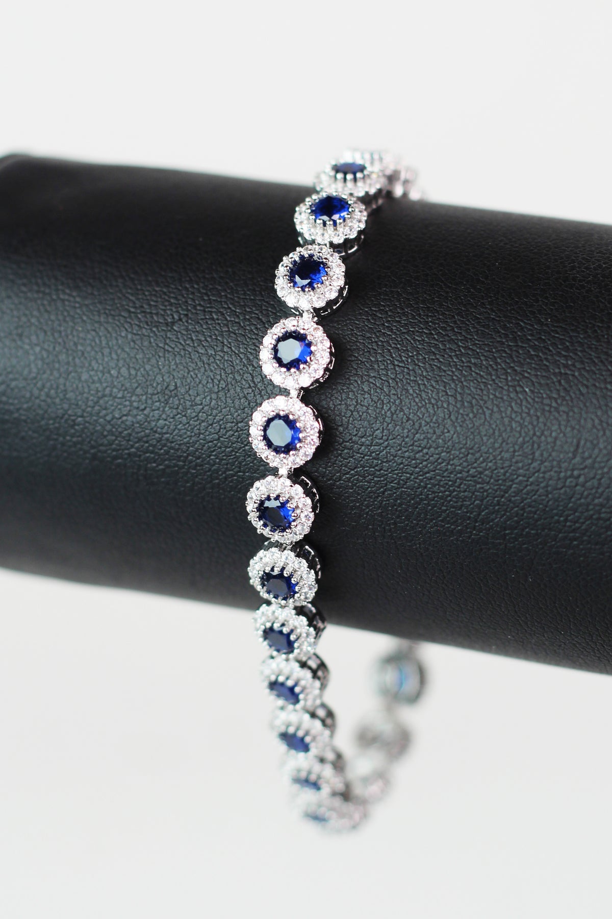Pave Trimmed Small Round Stones Tennis Bracelet