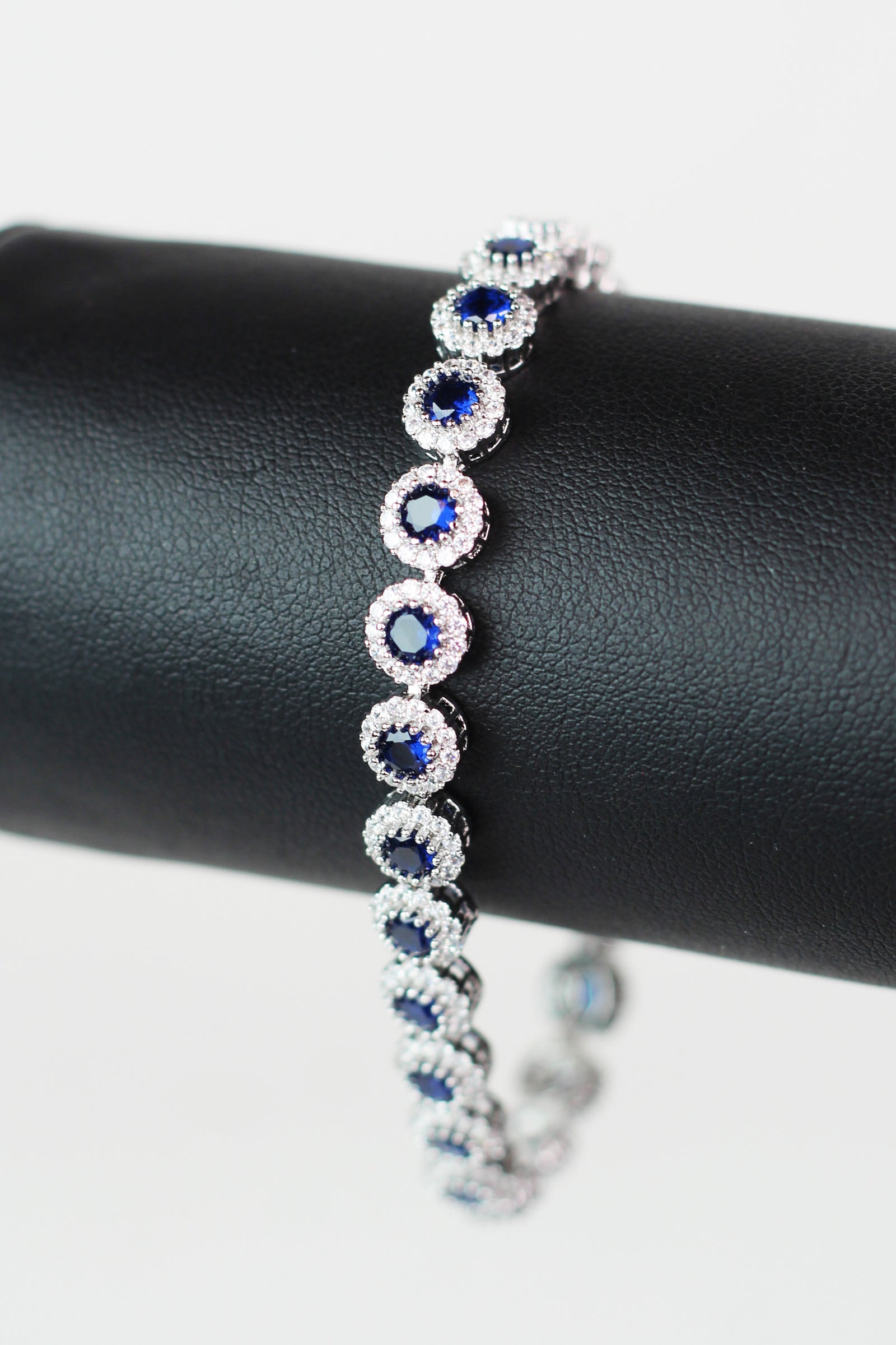 Pave Trimmed Small Round Stones Tennis Bracelet